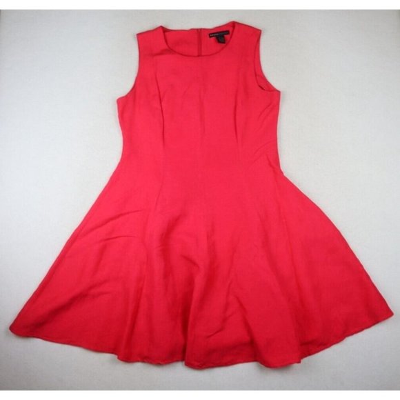 Grace Dresses & Skirts - WOMEN'S PINK/RED LINEN BLEND A-LINE FIT & FLARE DRESS - SIZE 10 - GRACE DRESSES